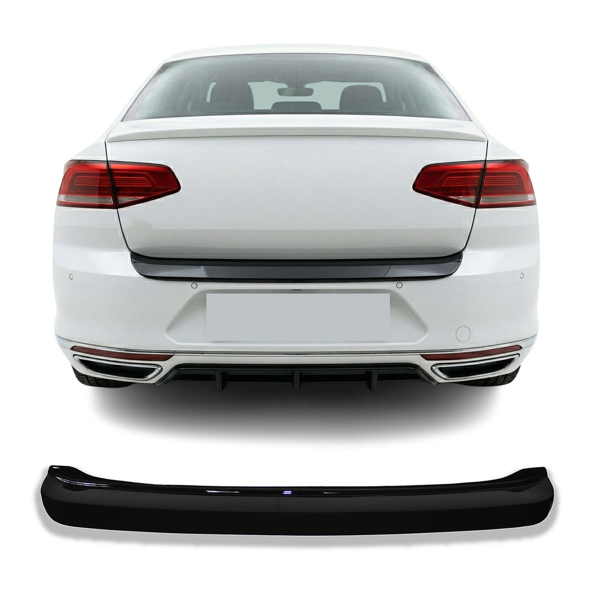 VW Passat B8 2015-2025 Uyumlu Arka Tampon Eşiği - Piano Siyah