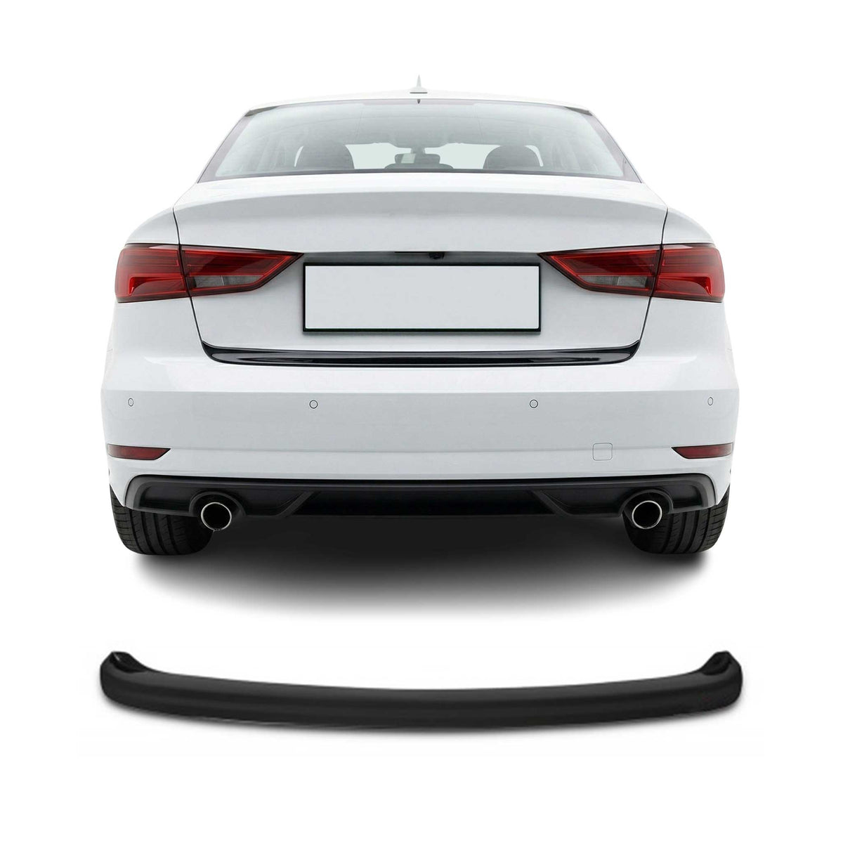 Audi A3 2016-2019 Uyumlu Arka Tampon Eşiği - Piano Siyah
