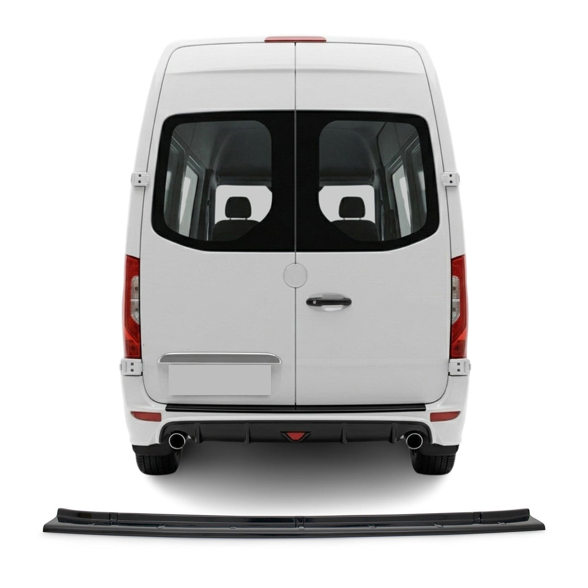 Mercedes Sprinter W907 2018-2025 Uyumlu Arka Tampon Eşiği - Piano Siyah