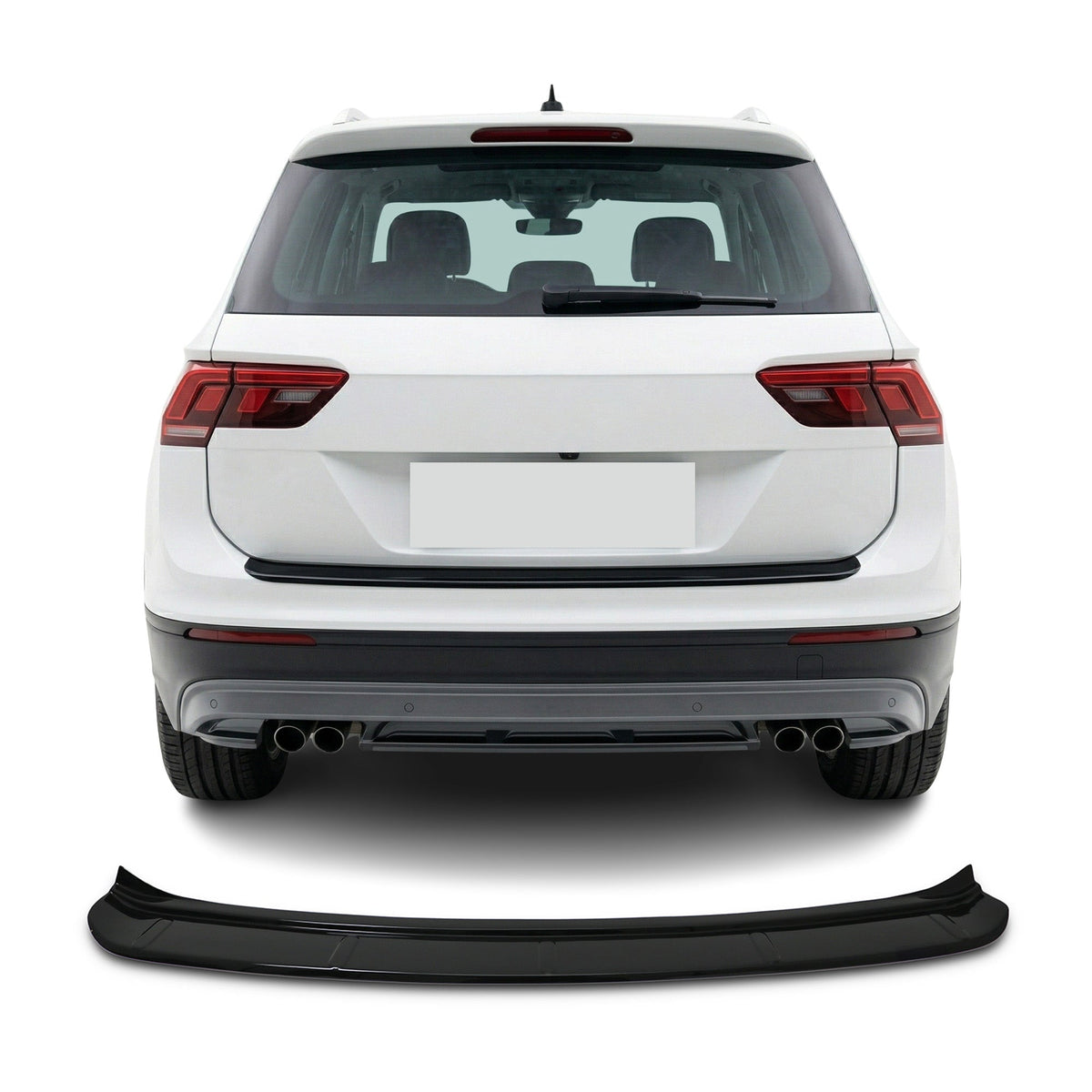 VW Tiguan 2016-2023 Uyumlu Arka Tampon Eşiği - Piano Siyah